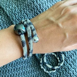 3-Lines Spiral Wraparound Rhinestone Bracelet